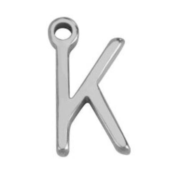"K" Silver 8x4mm
