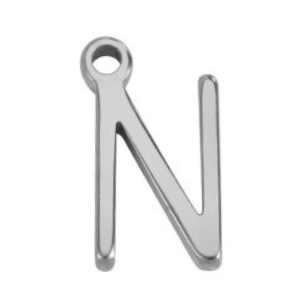 "N" Silver 8x4mm