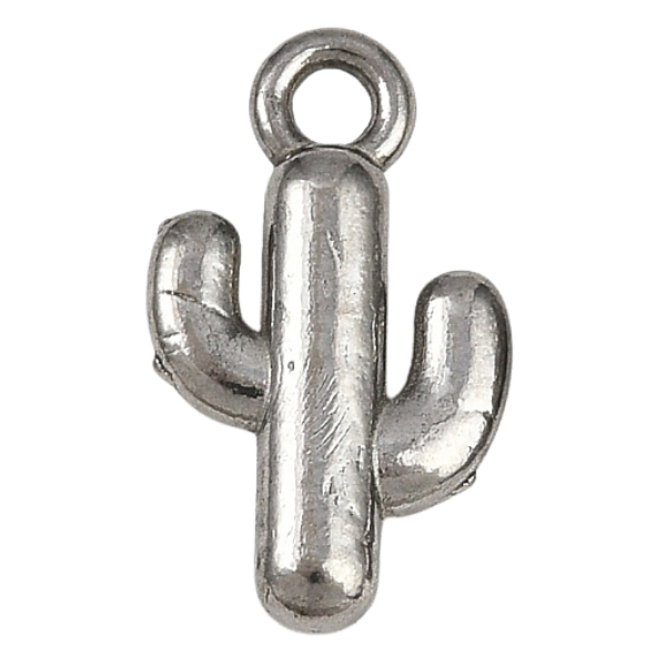 Silver cactus charm