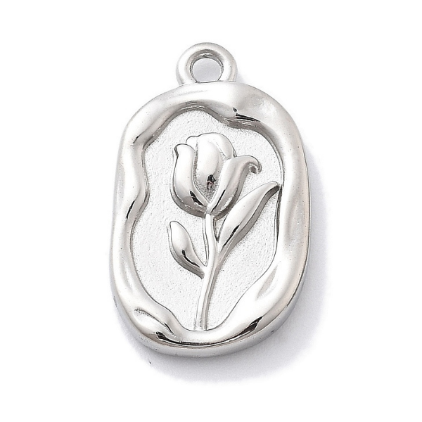 Floral Disc Silver 20x12mm