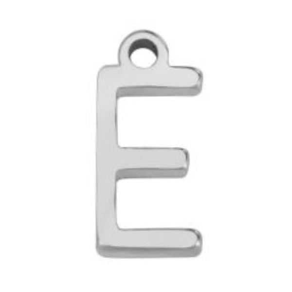 "E" Silver 8x4mm