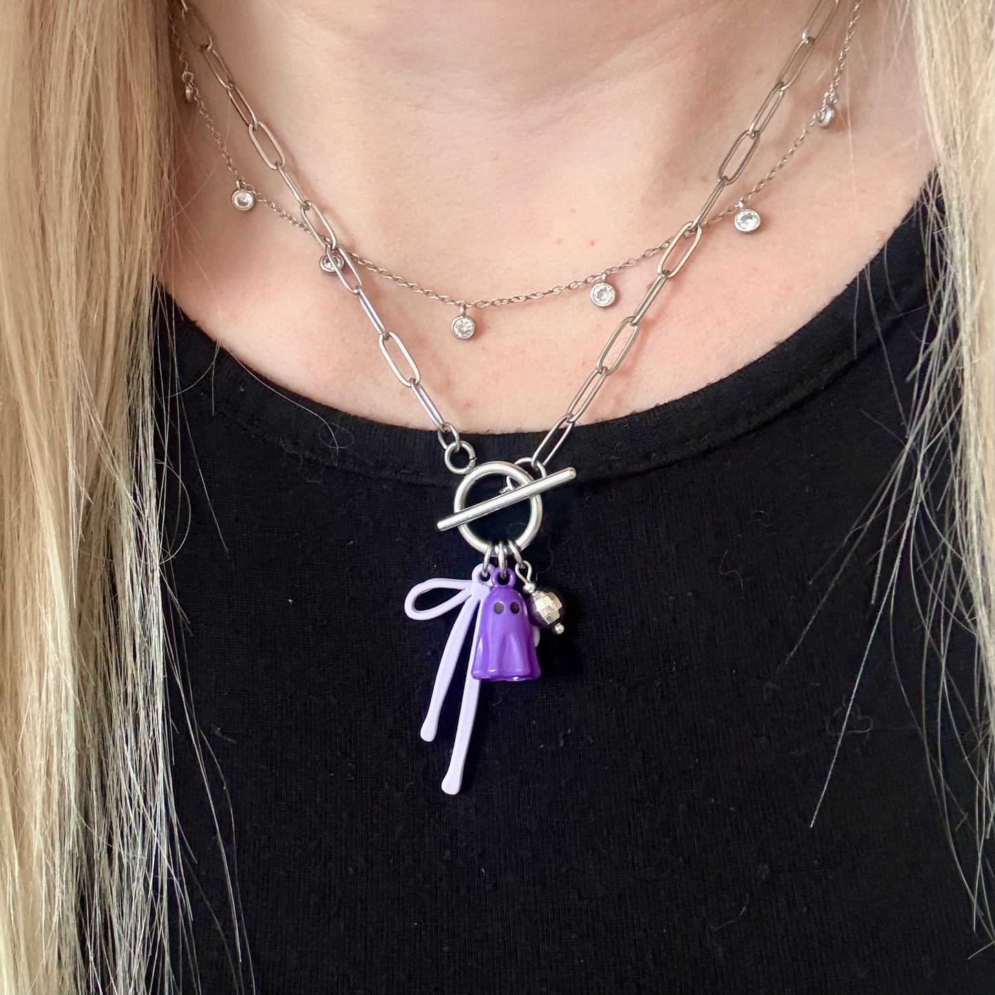 Glitter and Ghouls Necklace - Purple