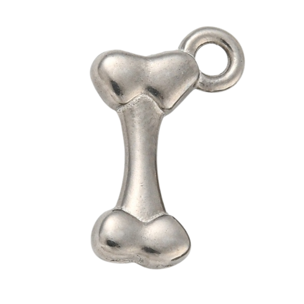 Silver bone-shaped charm
