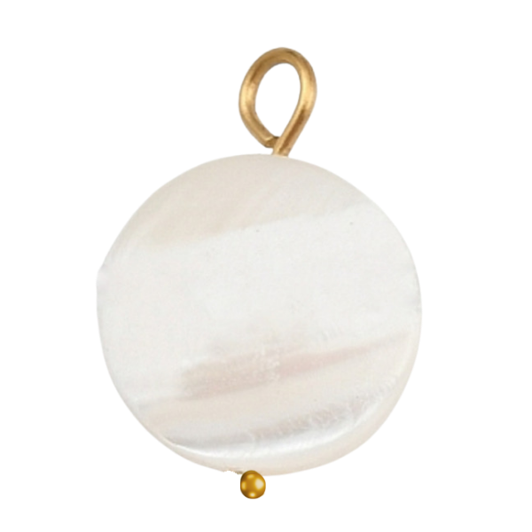Pearly shell pendant with gold post