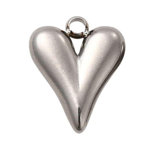 Bubble Heart Silver 18x10mm