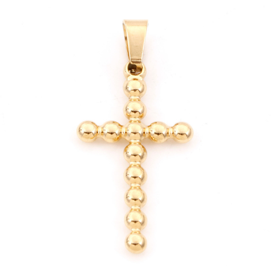 Bubble Cross Gold 40x18mm
