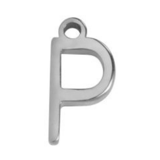 "P" Silver 8x4mm