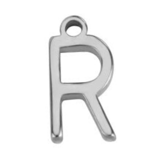 "R" Silver 8x4mm