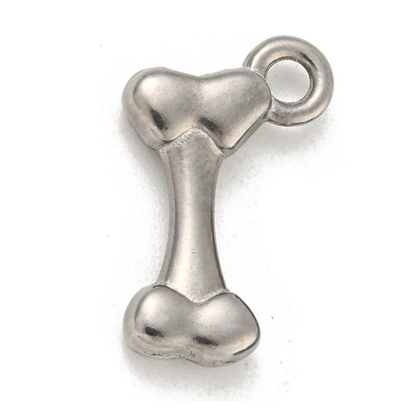Dog Bone Silver 16x5mm