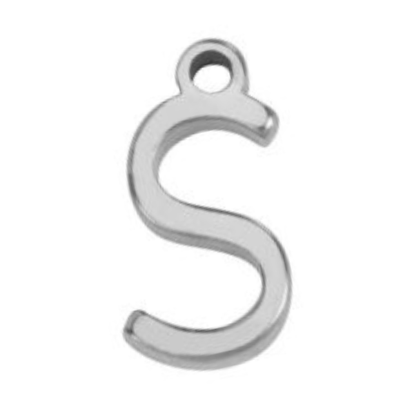 "S" Silver 8x4mm