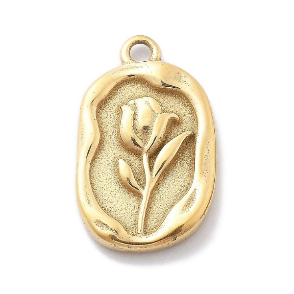 Floral Disc Gold 20x12mm