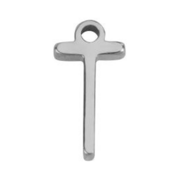 "T" Silver 8x4mm