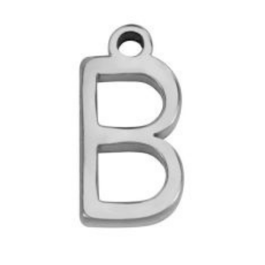 "B" Silver 8x4mm