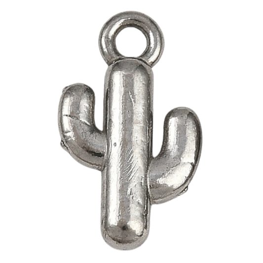 Silver cactus charm 