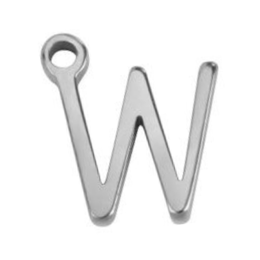 "W" Silver 8x4mm