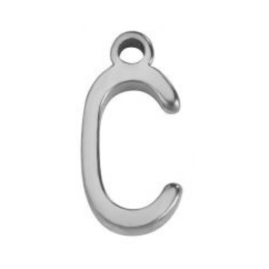 "C" Silver 8x4mm