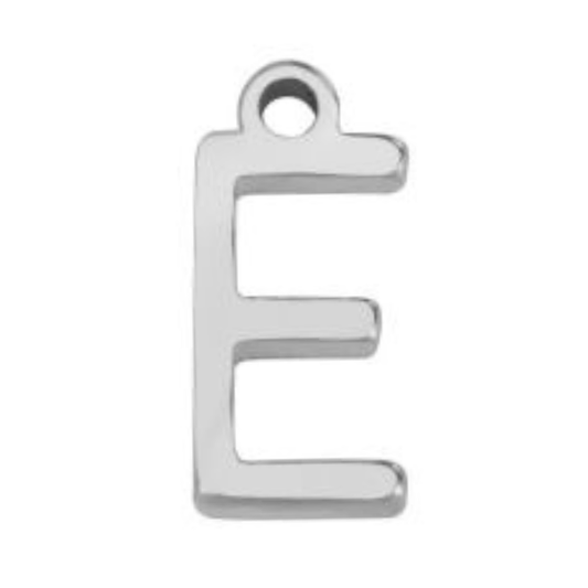 "E" Silver 8x4mm