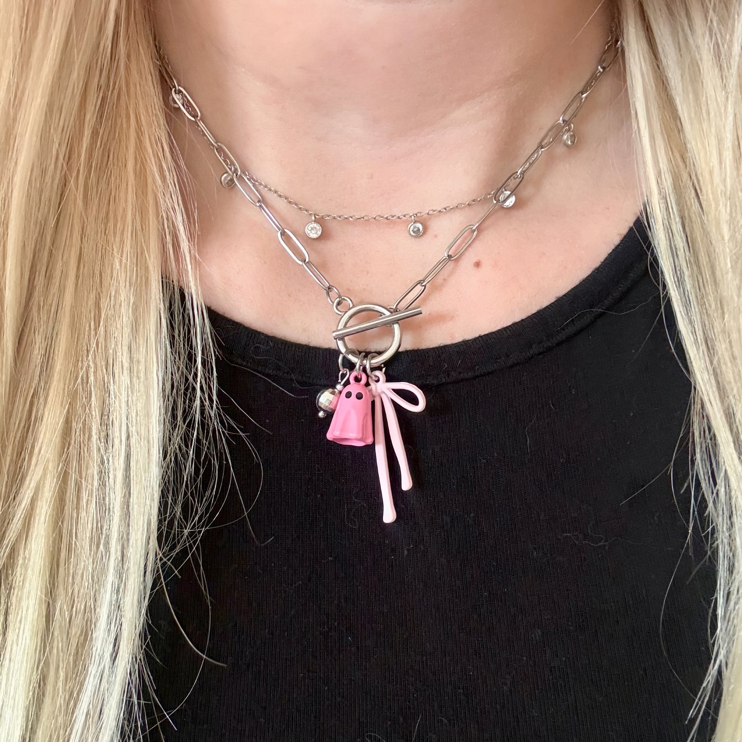 Glitter and Ghouls Necklace - Pink