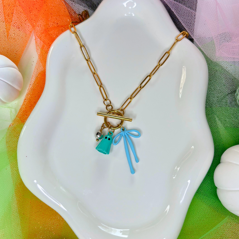 Glitter and Ghouls Necklace - Blue