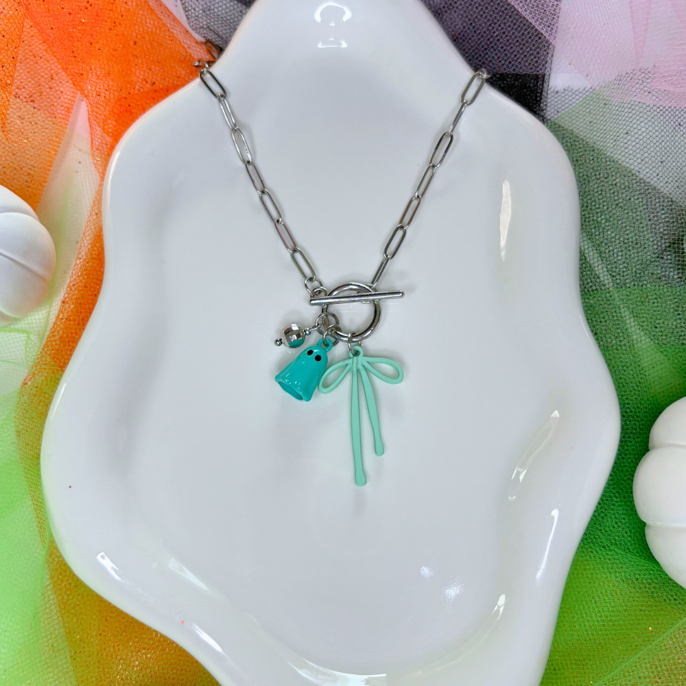 Glitter and Ghouls Necklace - Blue