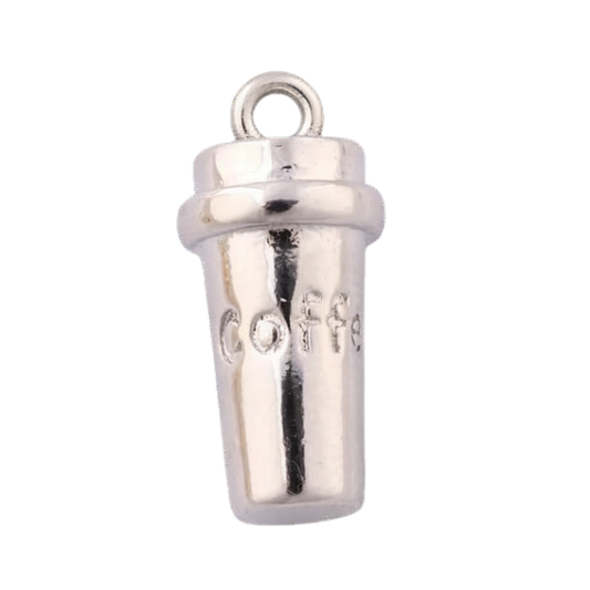 coffee cup charm silver