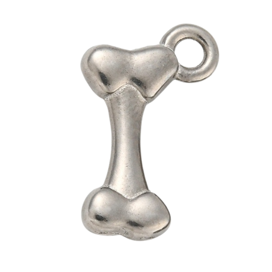 Silver bone-shaped charm 
