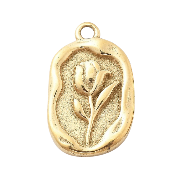 Gold pendant with a tulip design 