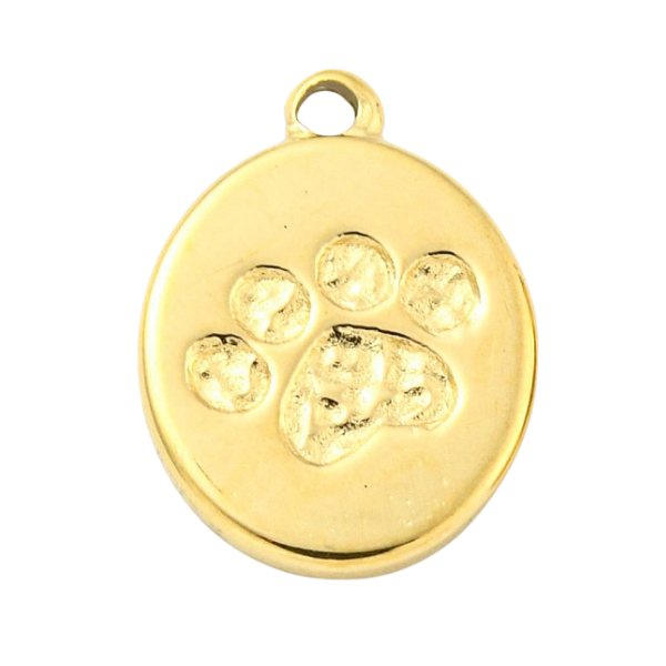 Gold pendant with paw print design