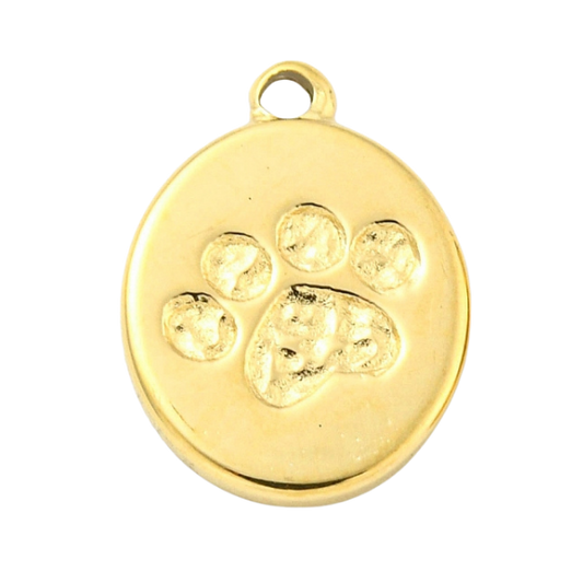 Gold pendant with paw print design