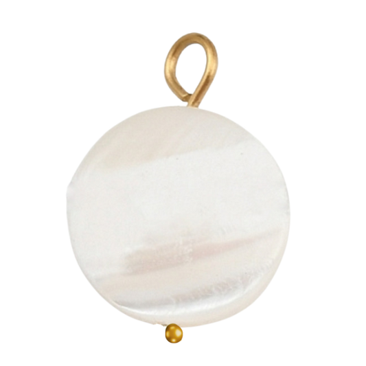 Pearly shell pendant with gold post 