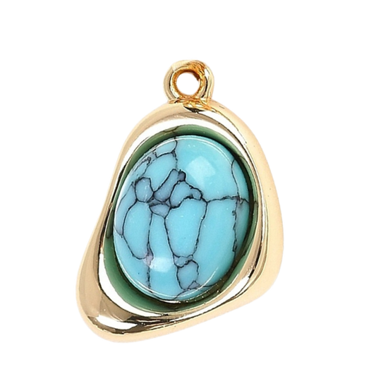 Turquoise stone pendant with gold frame 