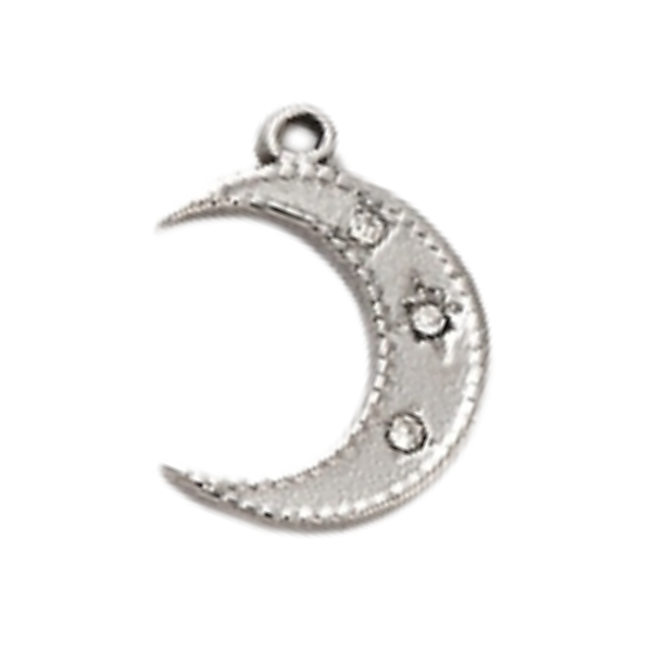 Silver crescent moon cz pendant 