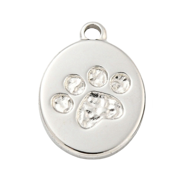 silver charm with a paw print