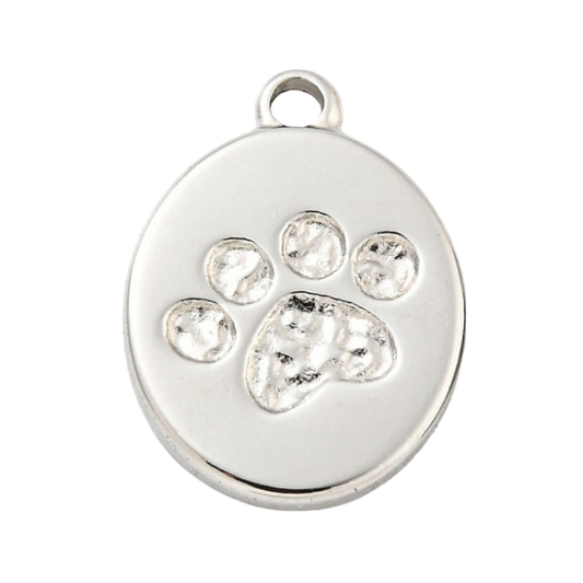 silver charm with a paw print