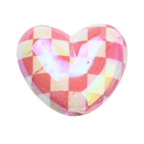 Heart-shaped charm with a checkered pattern in pink