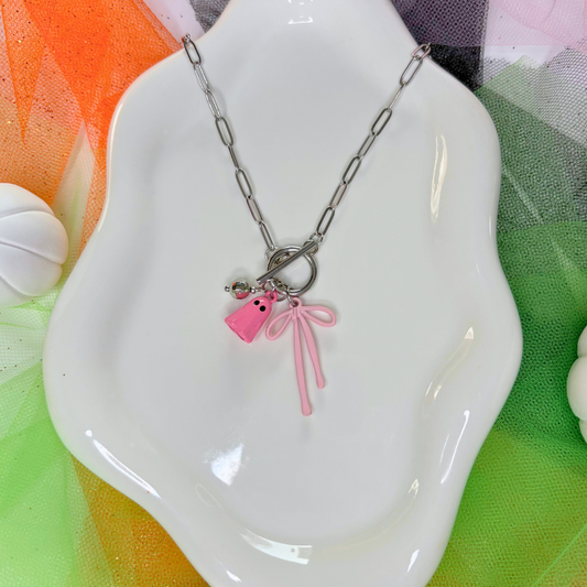 Glitter and Ghouls Necklace - Pink