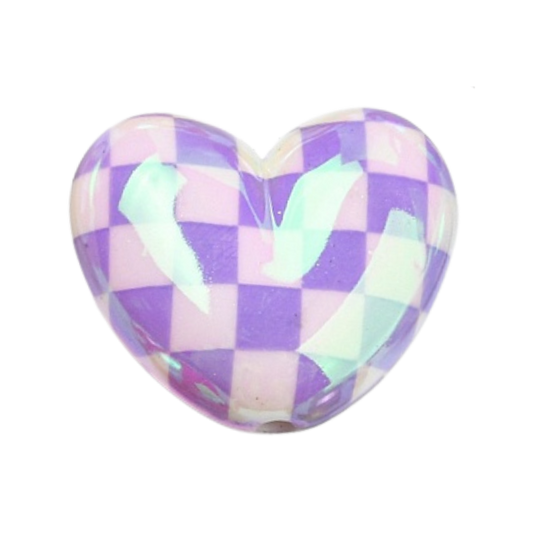 Heart-shaped charm with a checkered pattern in purple