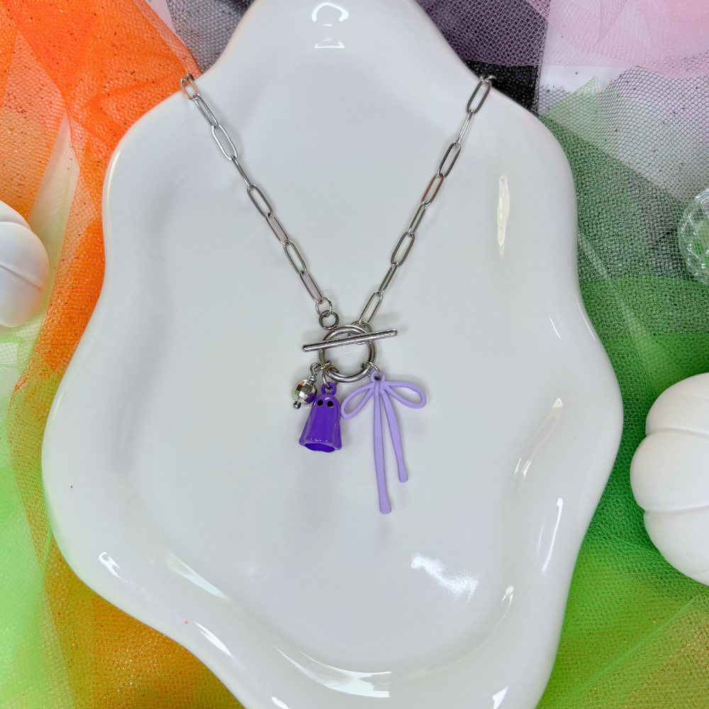 Glitter and Ghouls Necklace - Purple