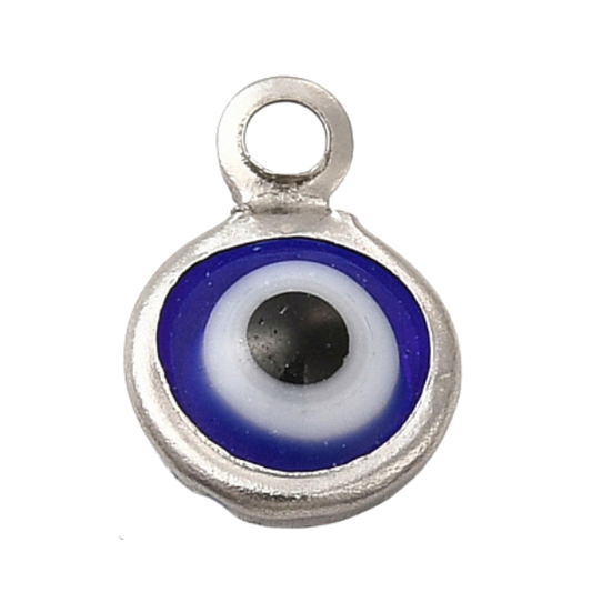 Evil eye charm with blue and white design