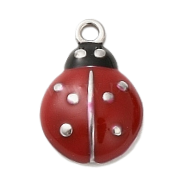 Red ladybug charm with silver accents 