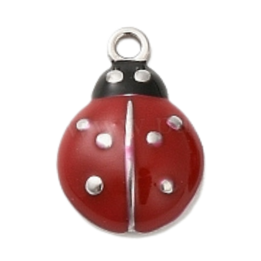 Red ladybug charm with silver accents 