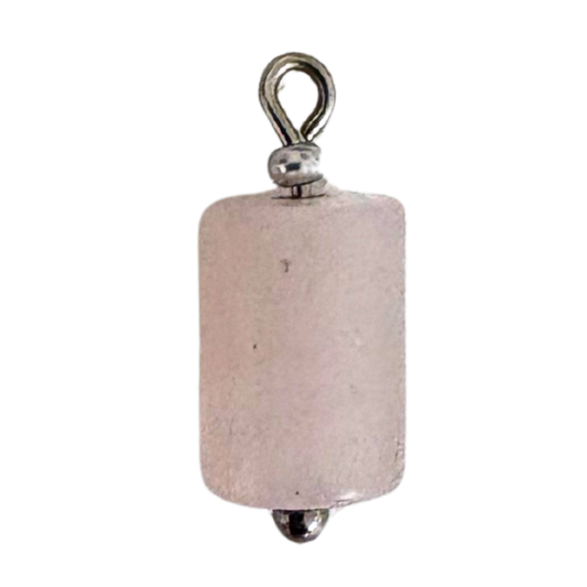 silver rose quartz charm