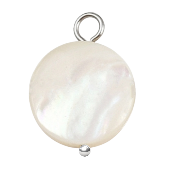 Pearly shell pendant with silver post 