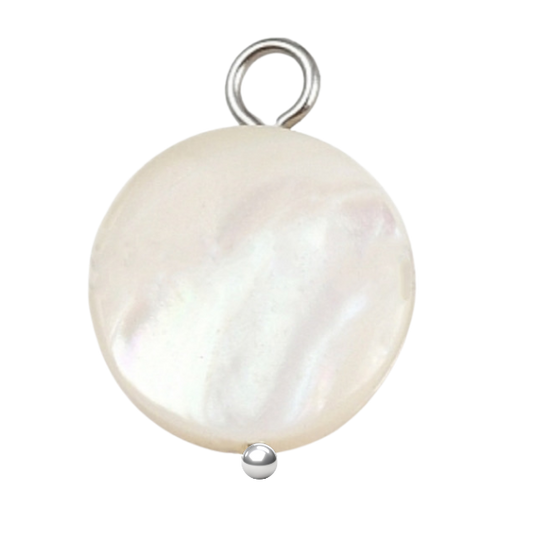 Pearly shell pendant with silver post 