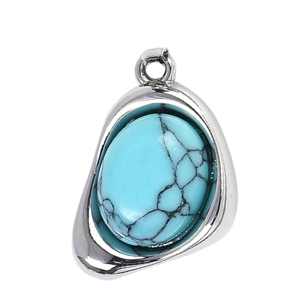 Turquoise stone pendant with silver frame 