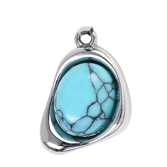 Turquoise stone pendant with silver frame 