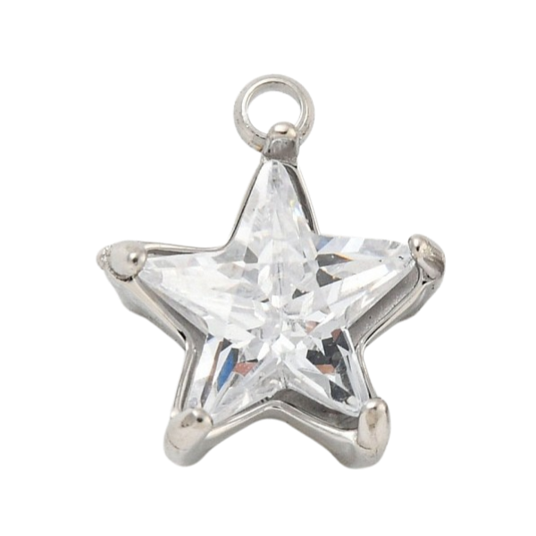 silver cz star charm