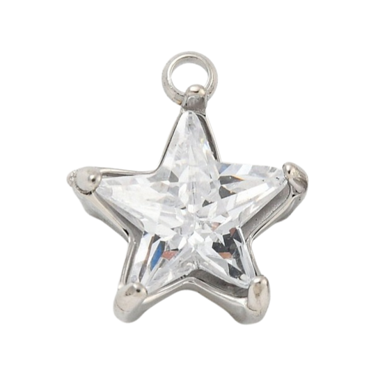 silver cz star charm